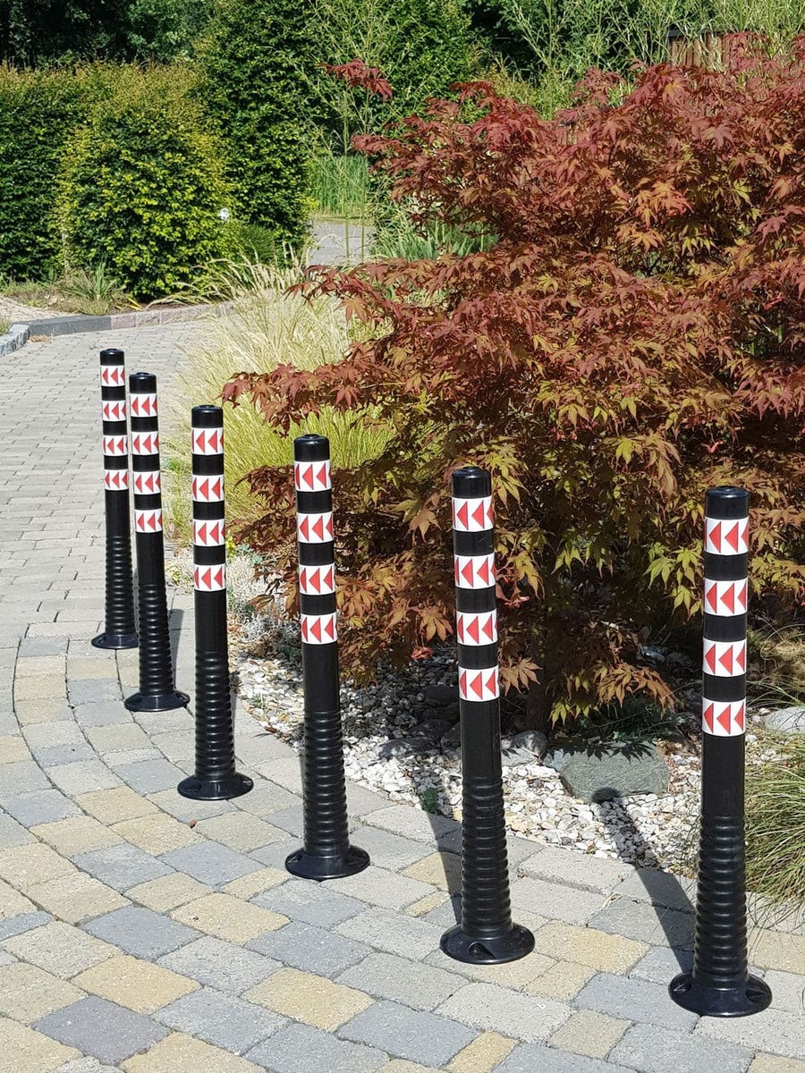 Zwarte premium flexibele overrijdbare paaltjes, 100cm, reflecterend / zonder folie / 1 stuk