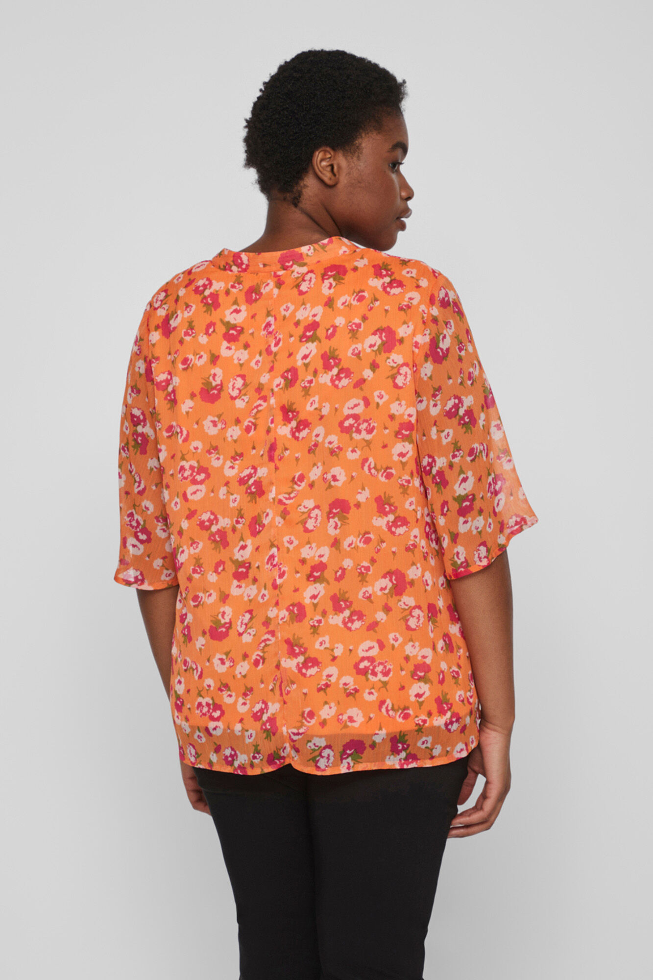 Blusa de chiffon de manga curta Evoked by Vila - Rosa