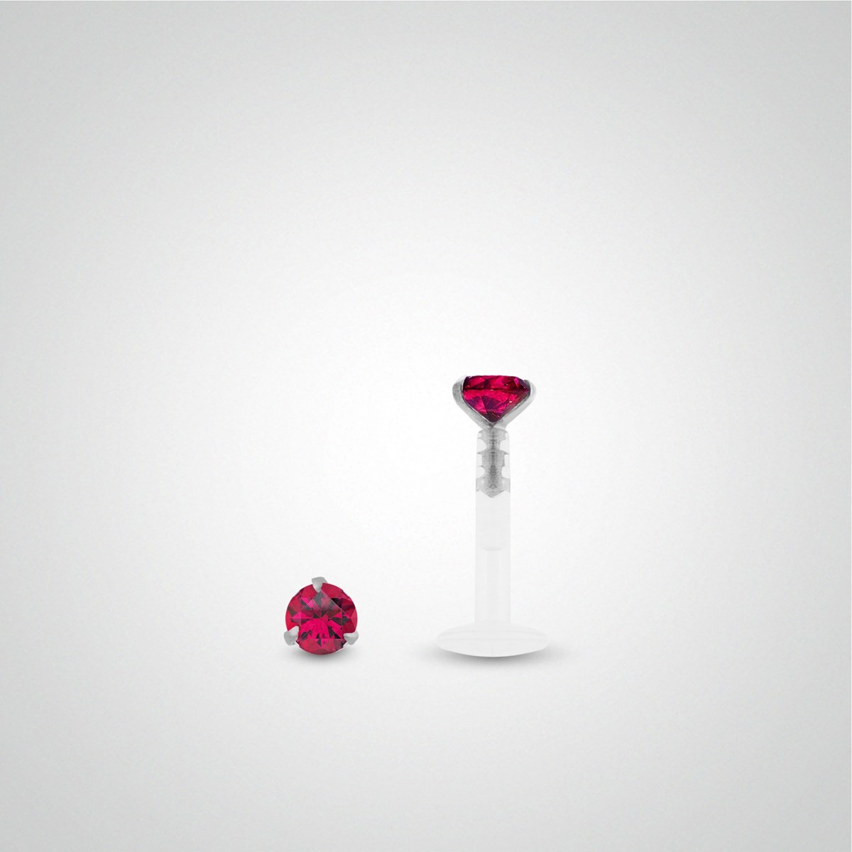 Piercing hélix rubis 0,05 carats en or blanc