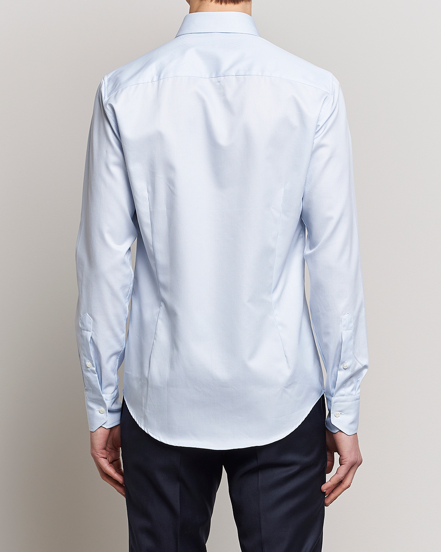 Stenströms Superslim Cotton Twill Striped Shirt Blue/White