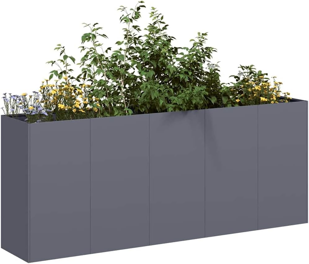 vidaXL Pflanzkübel Anthrazit 200x40x80 cm Kaltgewalzter Stahl, Pflanzschale, Garten-Garten-Pflanzkübel, Outdoor-Pflanzgefäß, Hochbeet, Pflanzgefäß