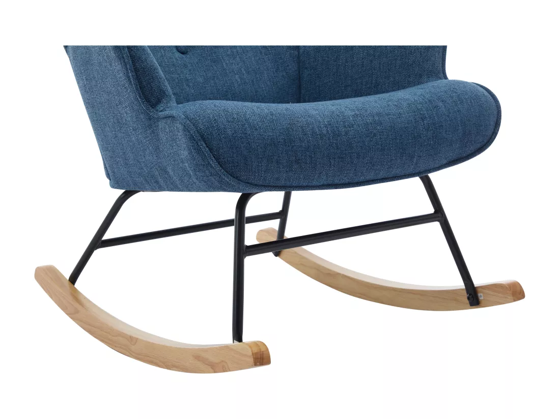 Fauteuil à bascule en tissu chiné bleu ELMINA II