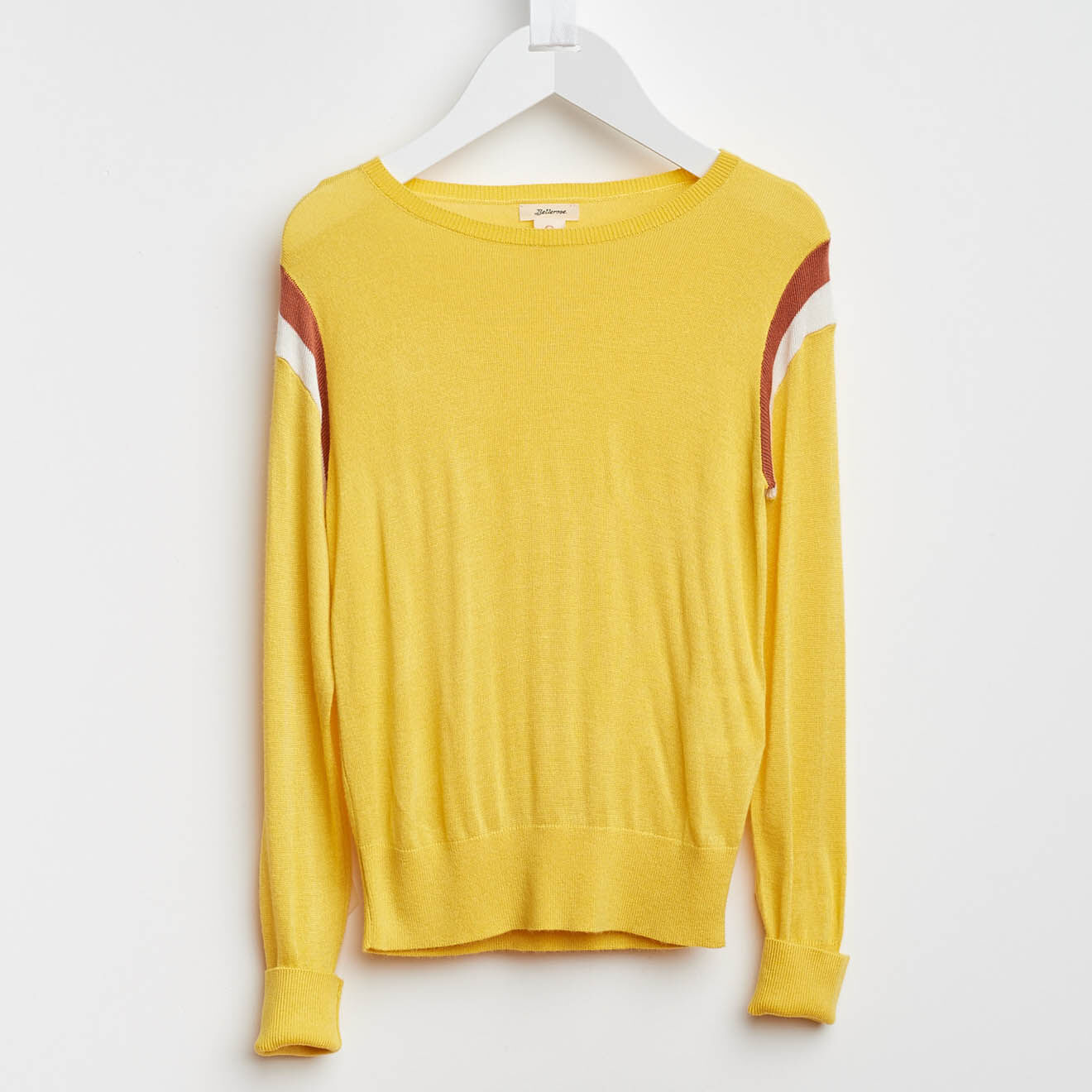 Bellerose Pull Daven en Maille mélangée jaune moutarde