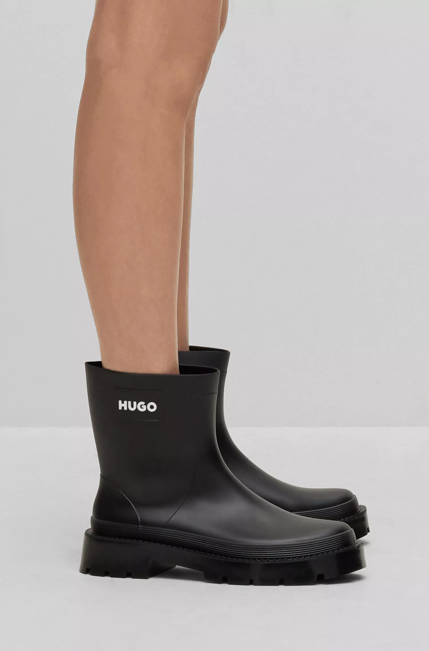 Botas de chuva curtas vermelhas HUGO com emblema do logotipo