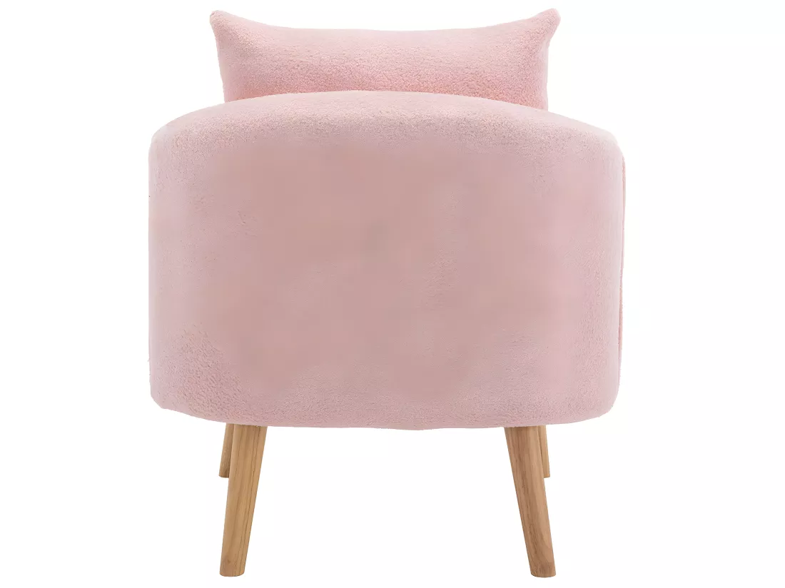 Fauteuil tissu en Teddy - pieds dorés en métal - Rose - Sweiko