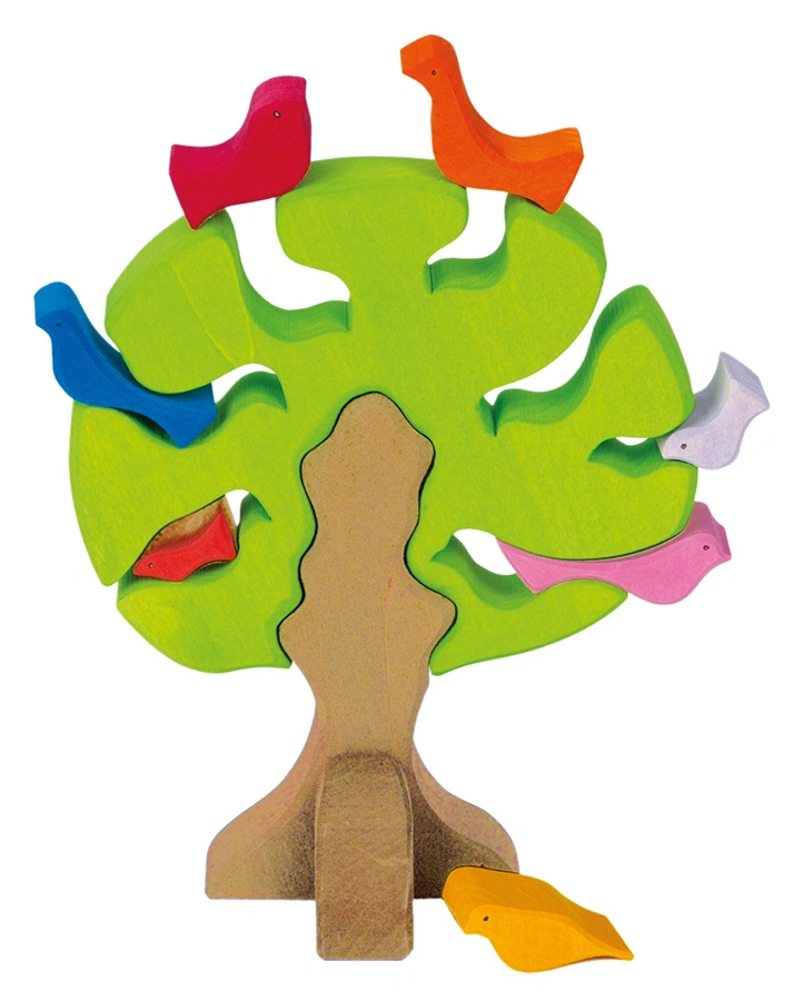 Steckspiel VOGELBAUM 9-teilig aus Holz