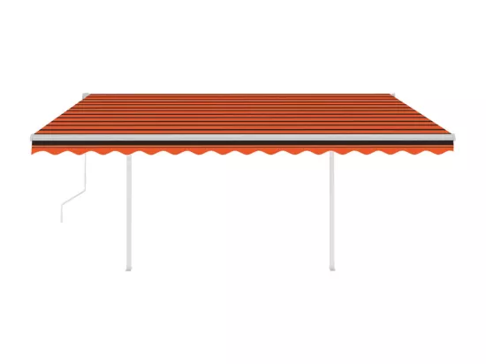 Auvent automatique avec capteur de vent LED 4x3 m Orange marron