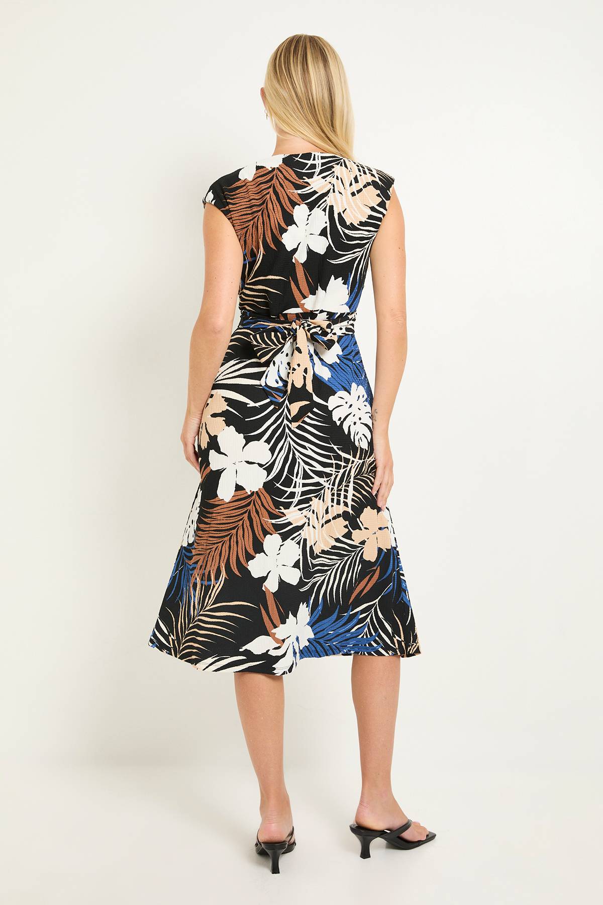 Wallis Robe Midi Portefeuille En Jersey À Imprimé Tropical Petite