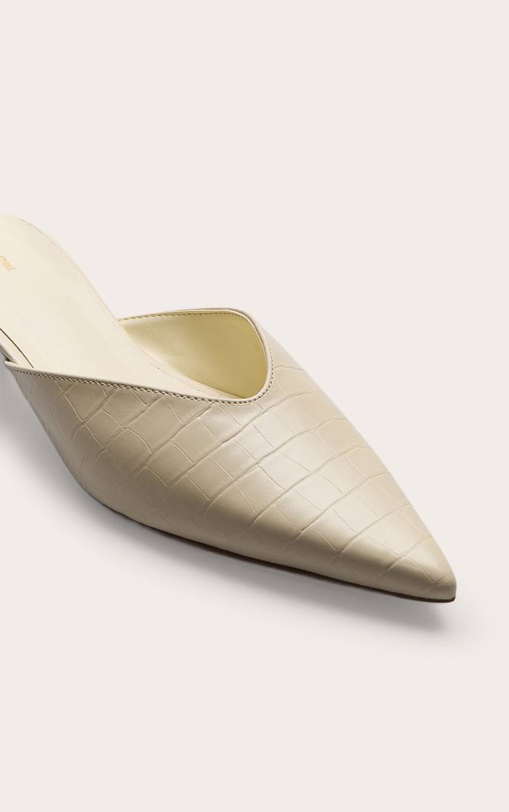 Butter Yellow Mules À Bout Pointu Effet Croco Talon Bas