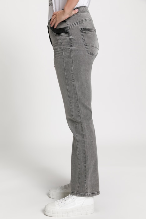 Jeans Sammy, schmale 5-Pocket-Form, Lederoptik-Details