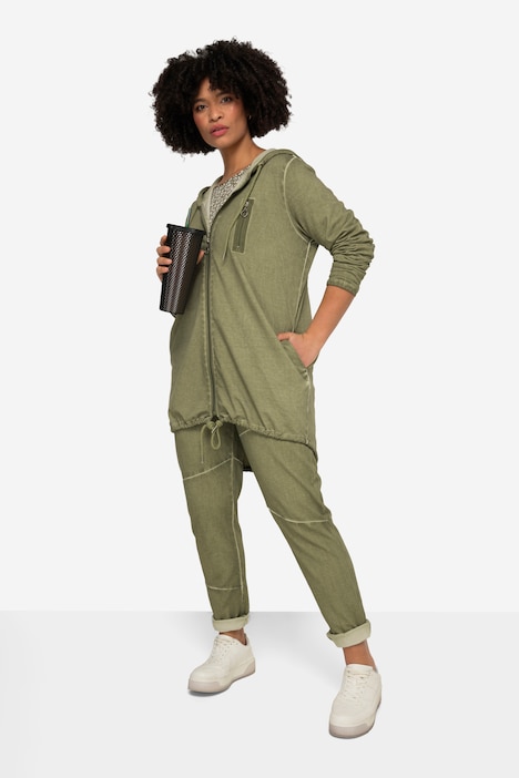 Hoodie-Jacke, oversized, cold dyed Sweat, Kapuze, Rückenprint, Langarm