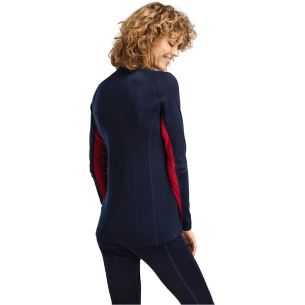 Pull DALE OF NORWAY AKSLA BASE LAYER HALF ZIP SWEATER W NAVY / RED ROSE OFF WHITE