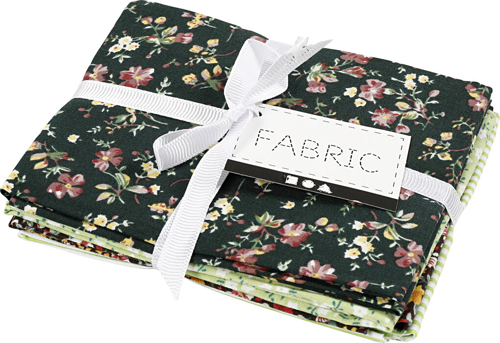 Patchworkstof - Str. 45X55 CM - 100 G - Grøn - 4 Stk./ 1 Bundt