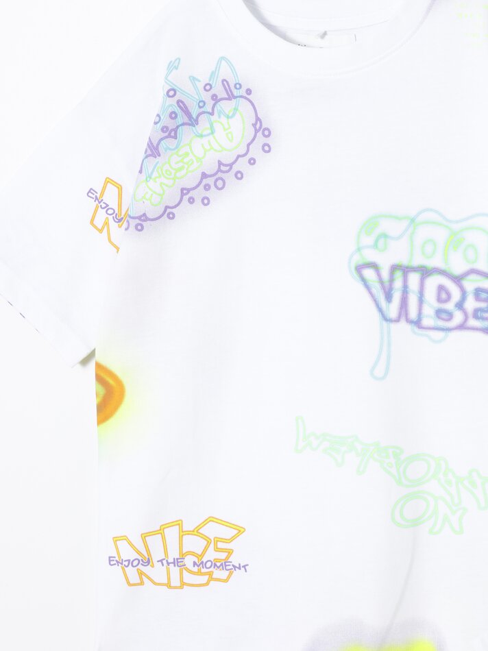 Camiseta com estampa neon - Branca