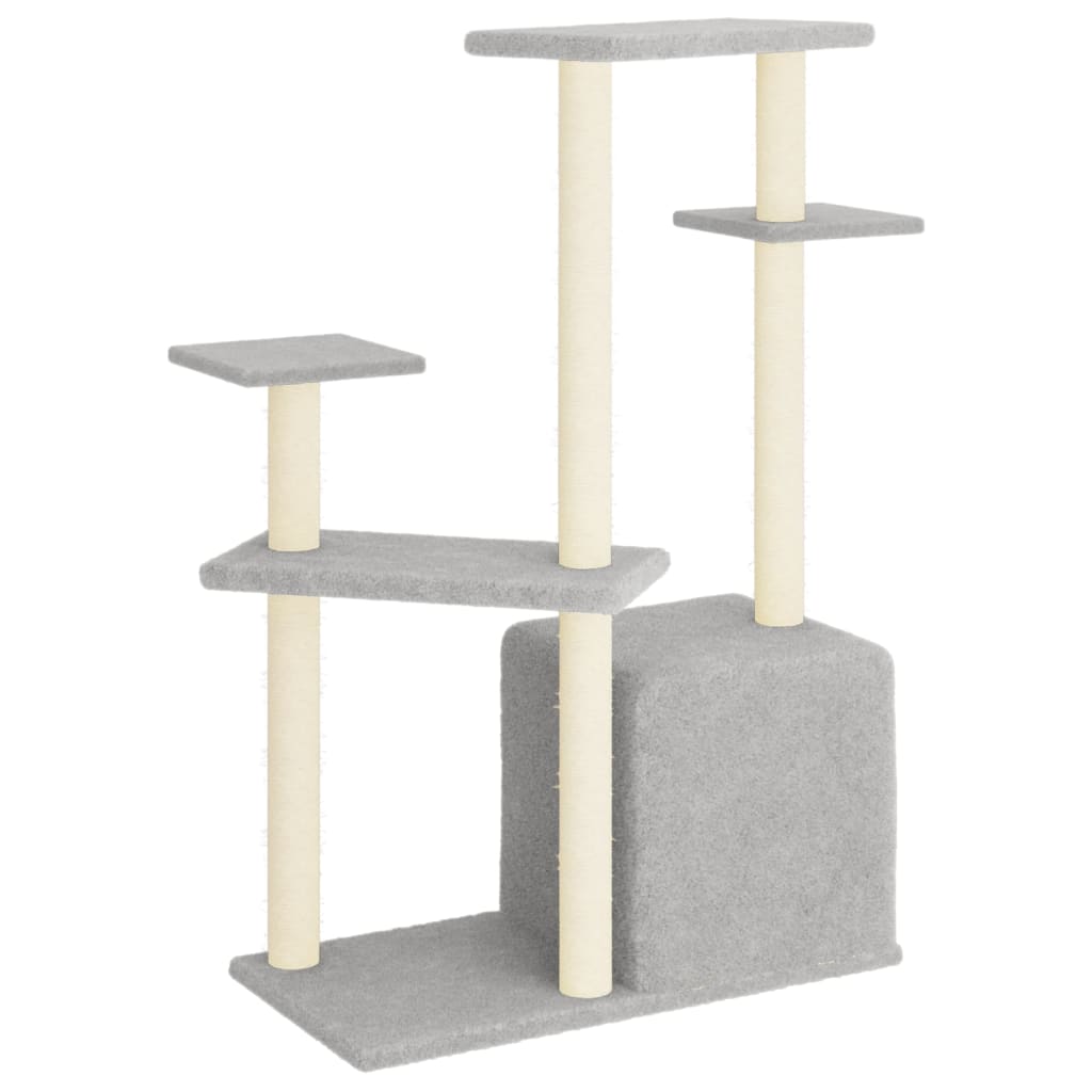 Arranhador para gatos vidaXL com hastes de sisal cinza claro, 107,5 cm
