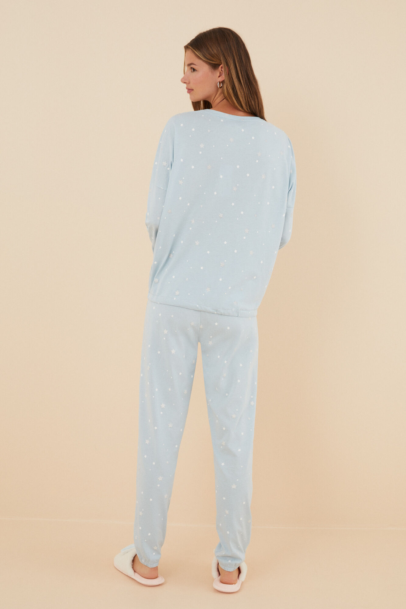 Pijama 100% algodão com estrelas azuis