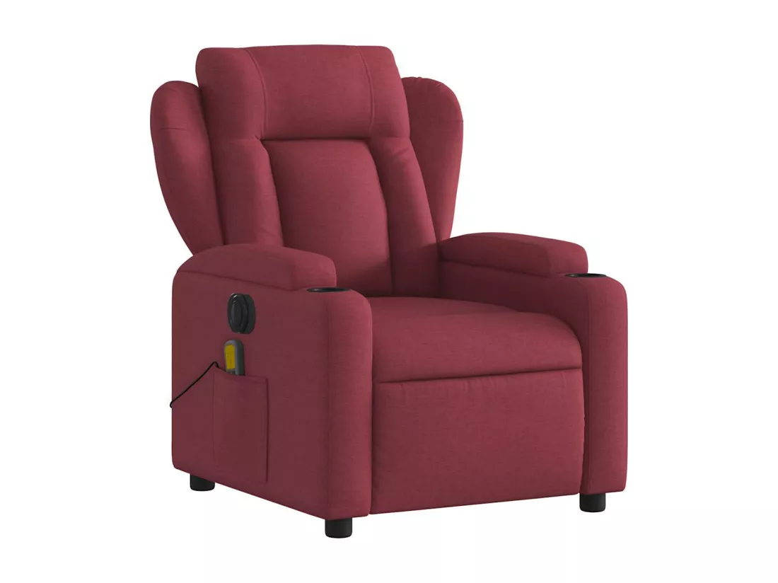 Fauteuil massant inclinable électrique Rouge bordeaux Tissu