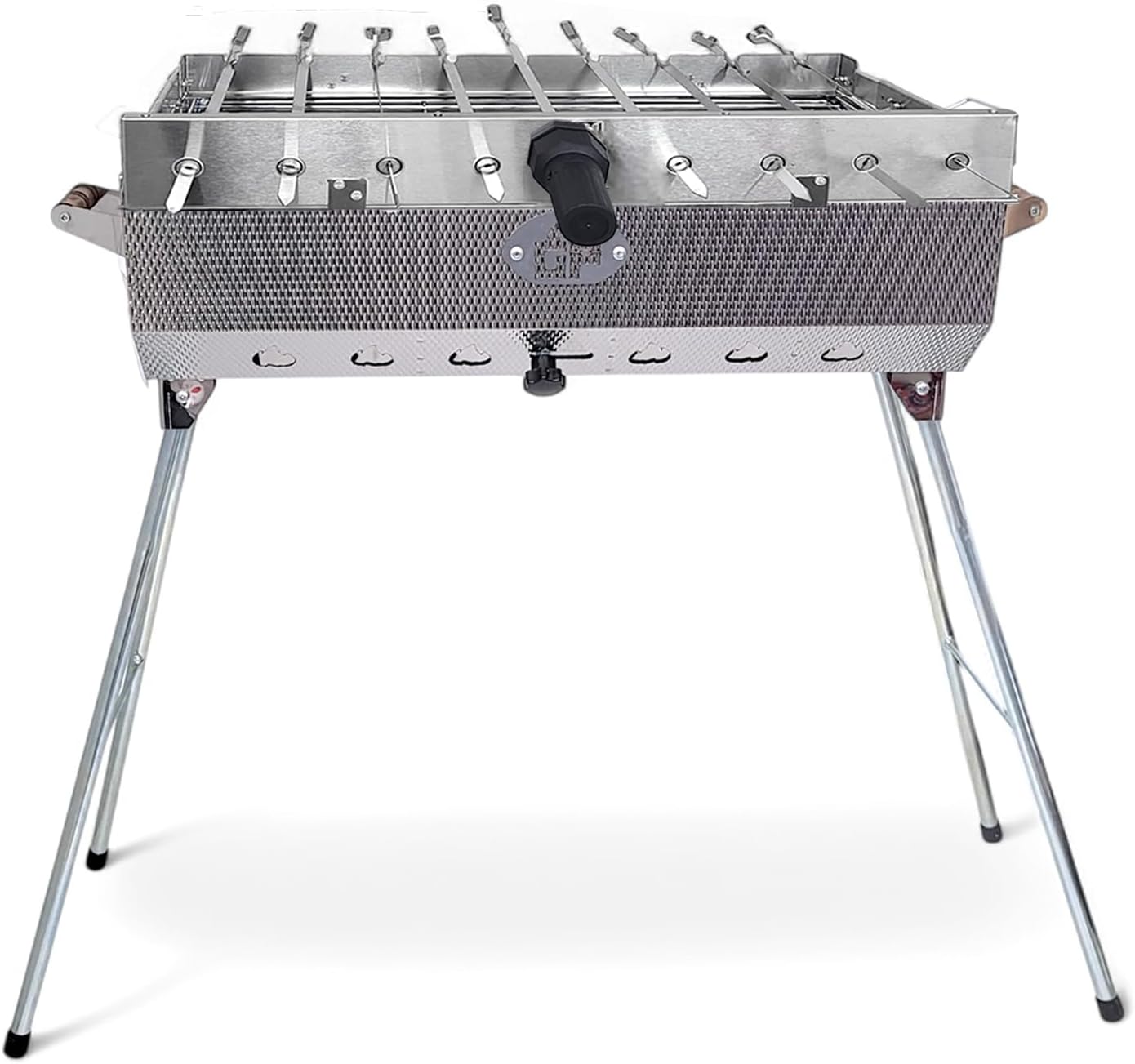 Mangal Set Taschkent Schaschlikgrill mit 9er Drehspieß Spieße Motor