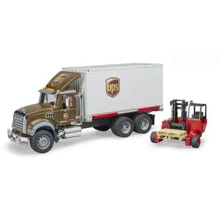 BRUDER® 2828 MACK Granite UPS Logistik-LKW mit Mitnahmestapler
