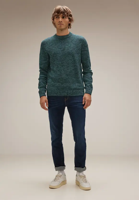 Mouliné Pullover in Melange - turquoise green