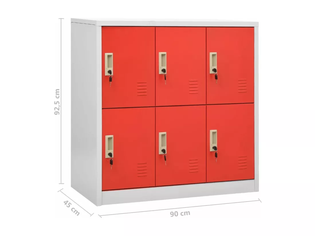 Armoires à casiers 5 pcs Gris clair et rouge 90x45x92,5cm Acier