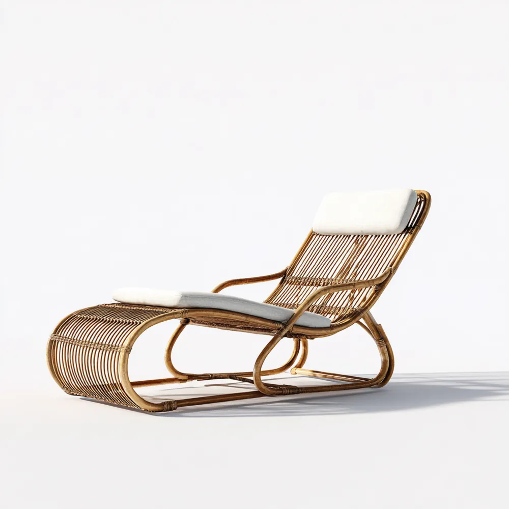 Gartenliege aus Rattan 180x65x75 cm – Natur Rattan – Modernes Design