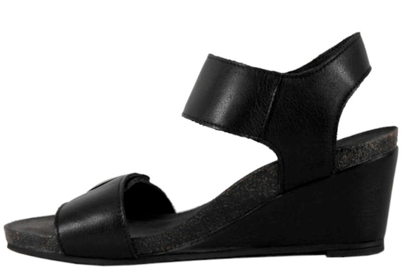 CASHOTT BLACK SANTORINI SORT LET SANDAL I LÆDER