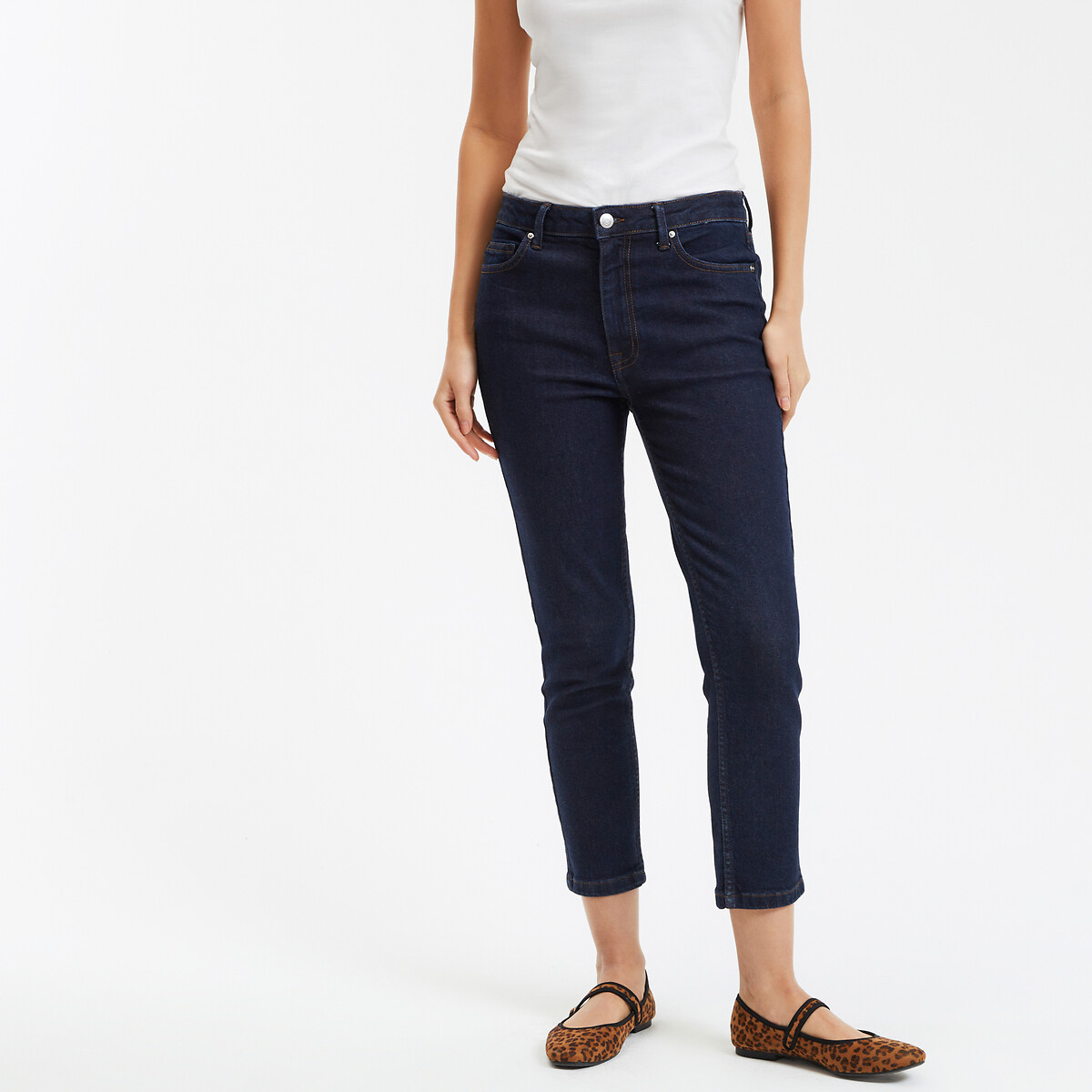 COLEÇÃO LA REDOUTE<br>Calça jeans slim curta, cintura alta