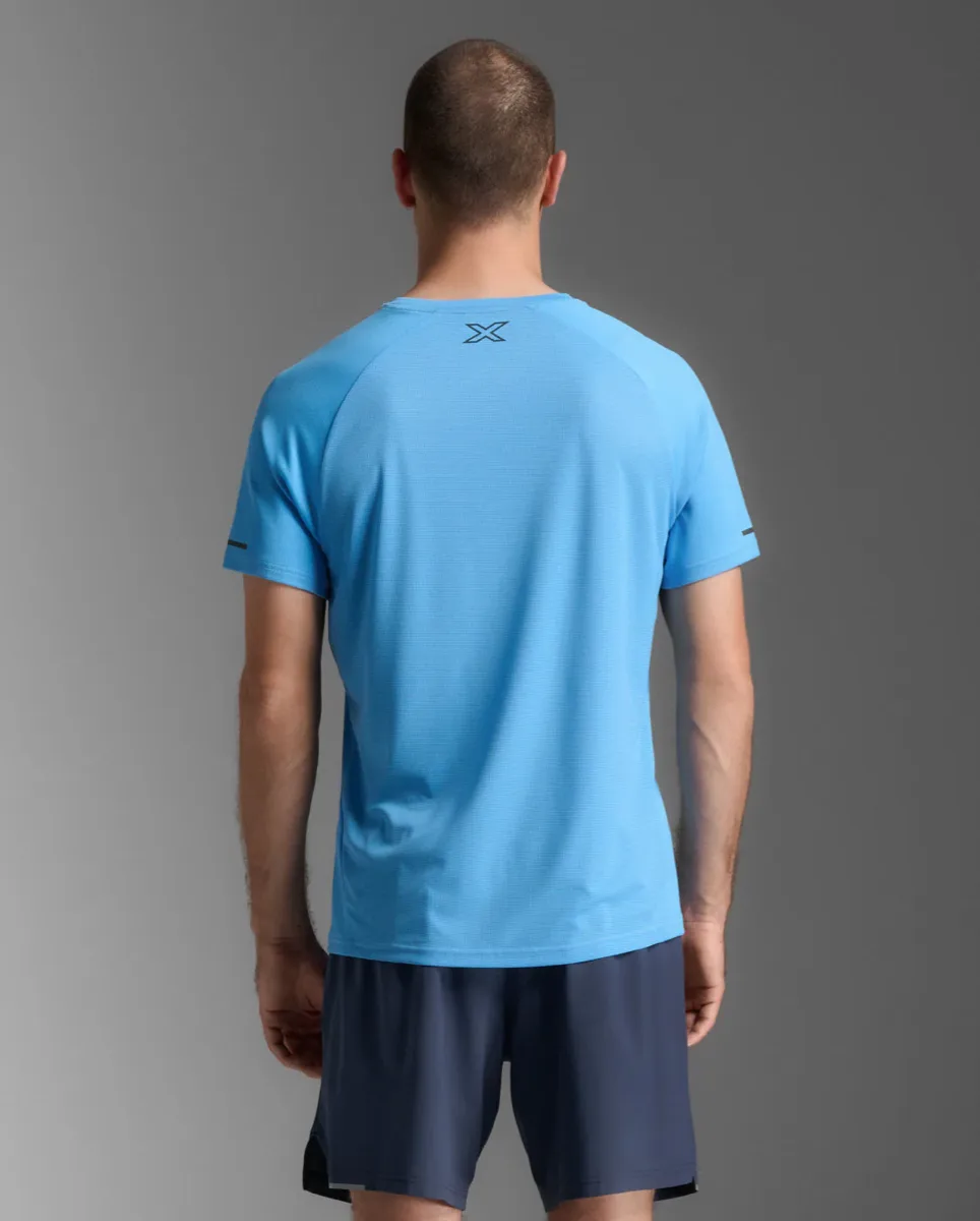 2XU Men's Aero Tee Azure Blue/black Reflective