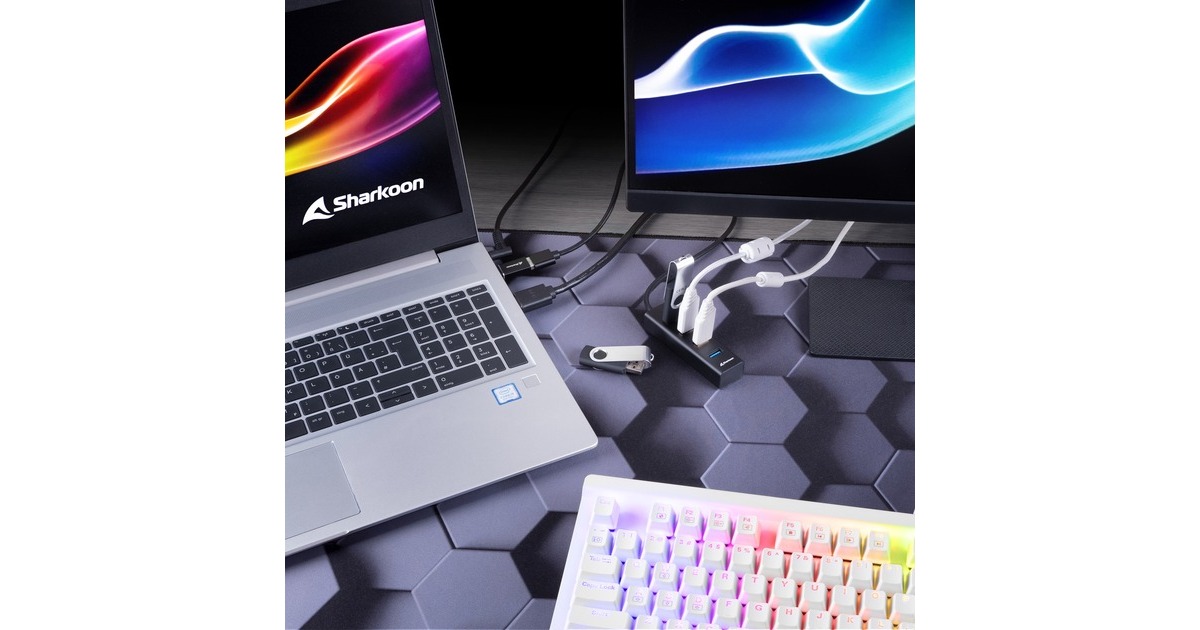 Sharkoon4-Port USB 3.2 Gen 1 Aluminium usb-hub  (Zwart)