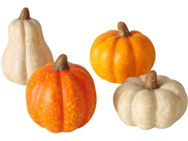 Boltze Aufsteller Pumpky 4 Stück, Alt Weiss/Orange Dekoaufsteller
