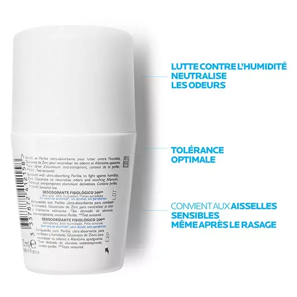 Desodorante Roll-On La Roche-Posay 24H para Pele Sensível, Pacote com 2 x 50ml