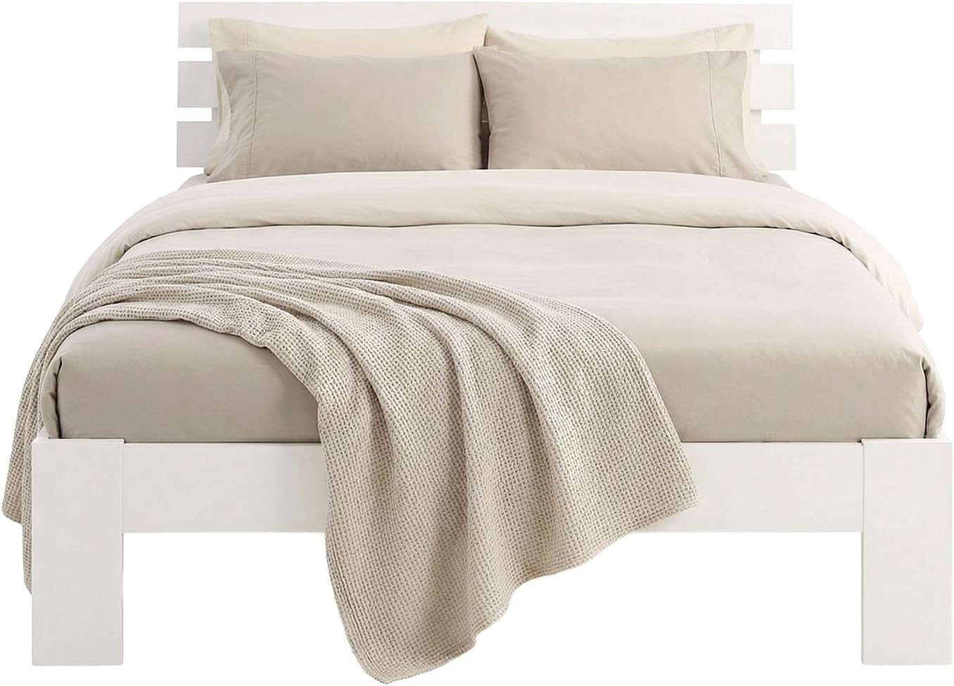 Homestyle4u Bett Holzbett 120x200 Weiß Massivholz Kiefer Bettgestell mit Lattenrost, modernes Futonbett für Schlafzimmer | Artikel 1892