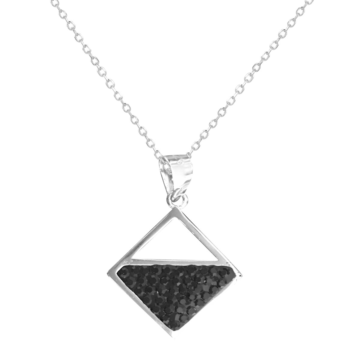 Collier oxydes de zirconium noirs en argent 925 rhodié