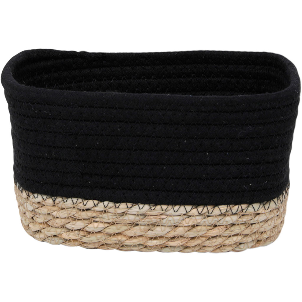 Panière rectangulaire coton noir naturel 21x12x13cm