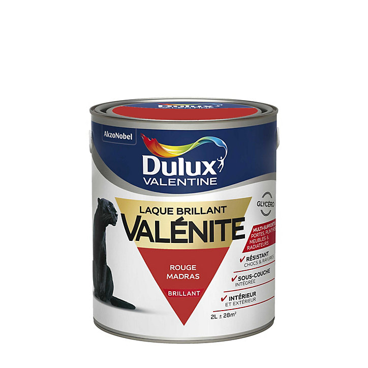 Laque boiseries et métal Valénite Dulux Valentine brillant rouge madras 2L