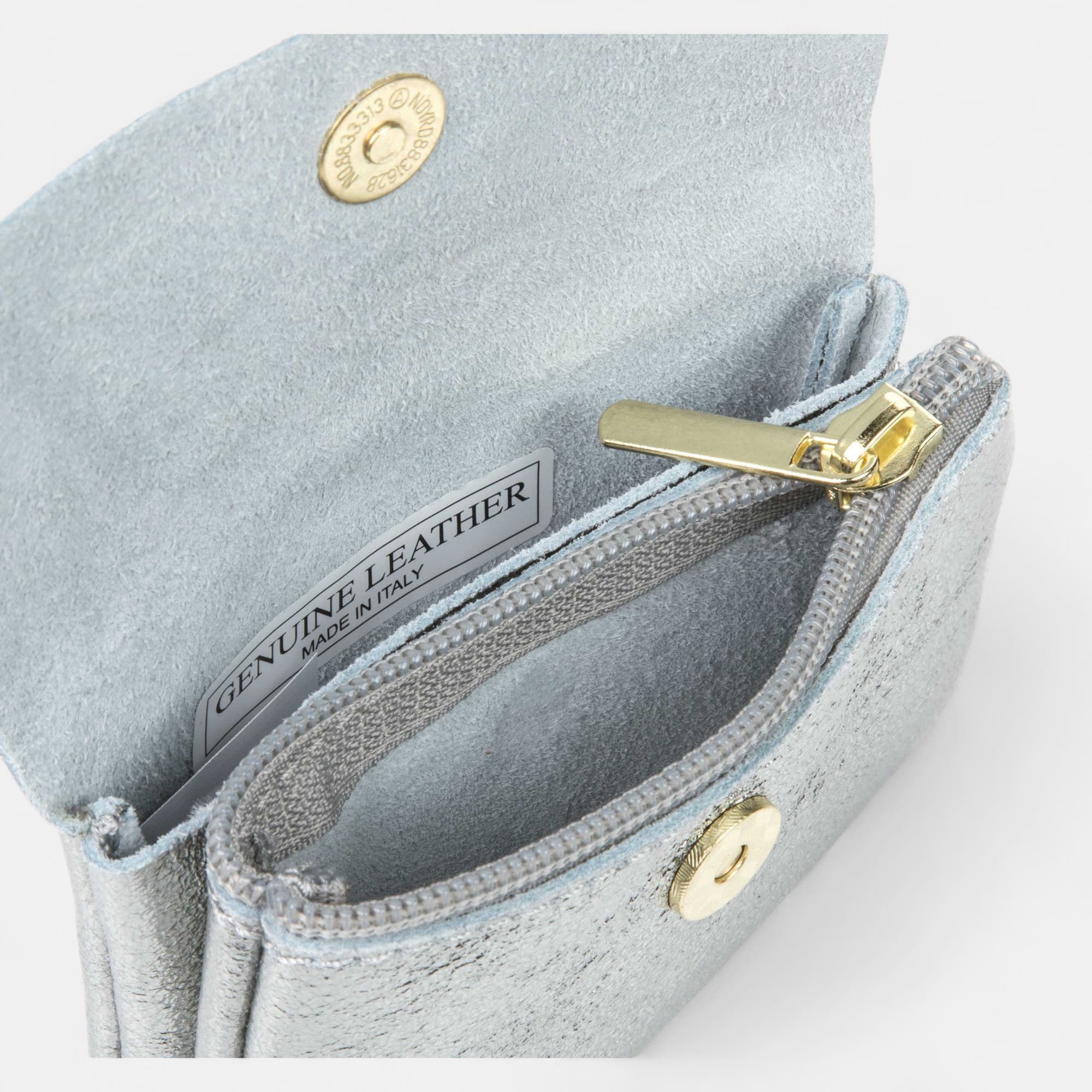 Petite maroquinerie en cuir argent