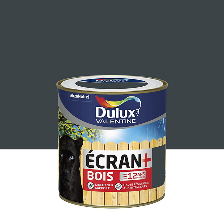 Peinture extérieure bois Ecran+ Bois Dulux Valentine satin anthracite RAL 7016 0,5L