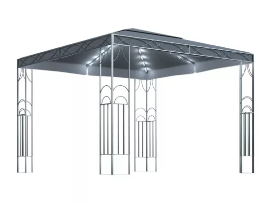 Tonnelle avec guirlande lumineuse à LED 300x300 cm Anthracite