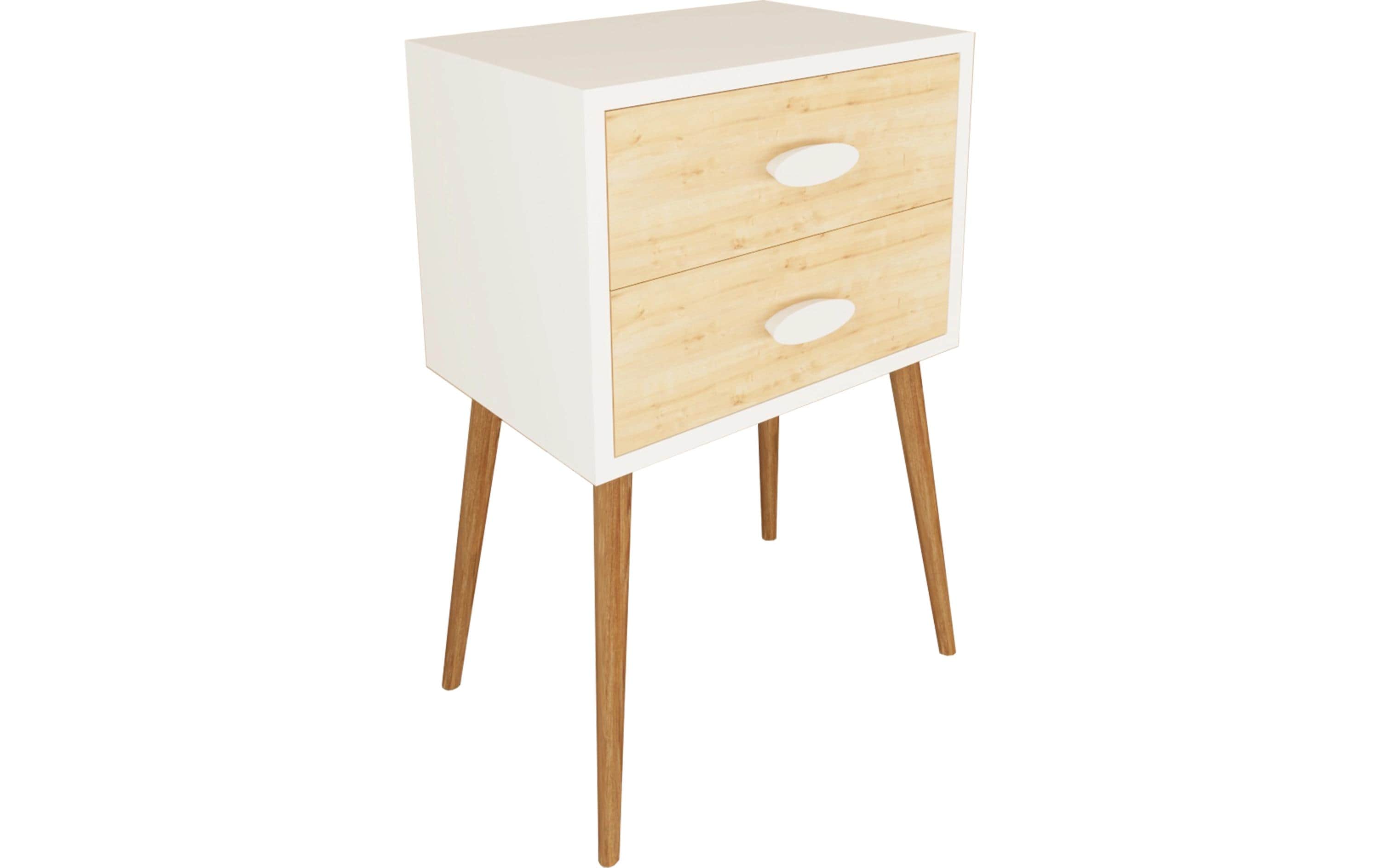 Nachttisch Singol XXL 45 x 70 cm, Weiss/Honig-EicheNachtschrank im Retro-Design