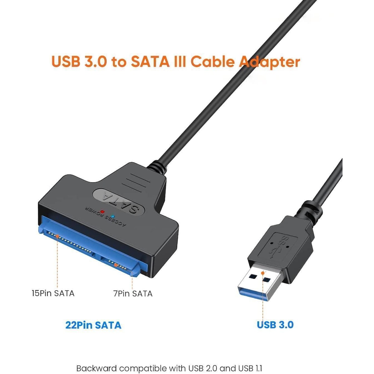 NÖRDIC USB-A til SATA-adapter 2,5 SATA III HDD 5 Gbps
