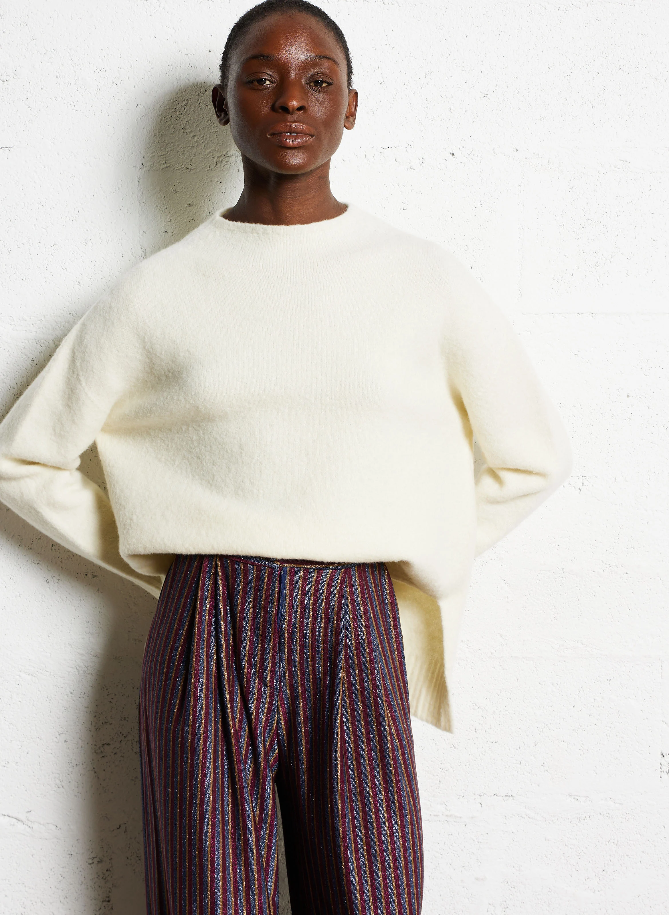 KOBE - Pull droit en laine mélangée| Beige