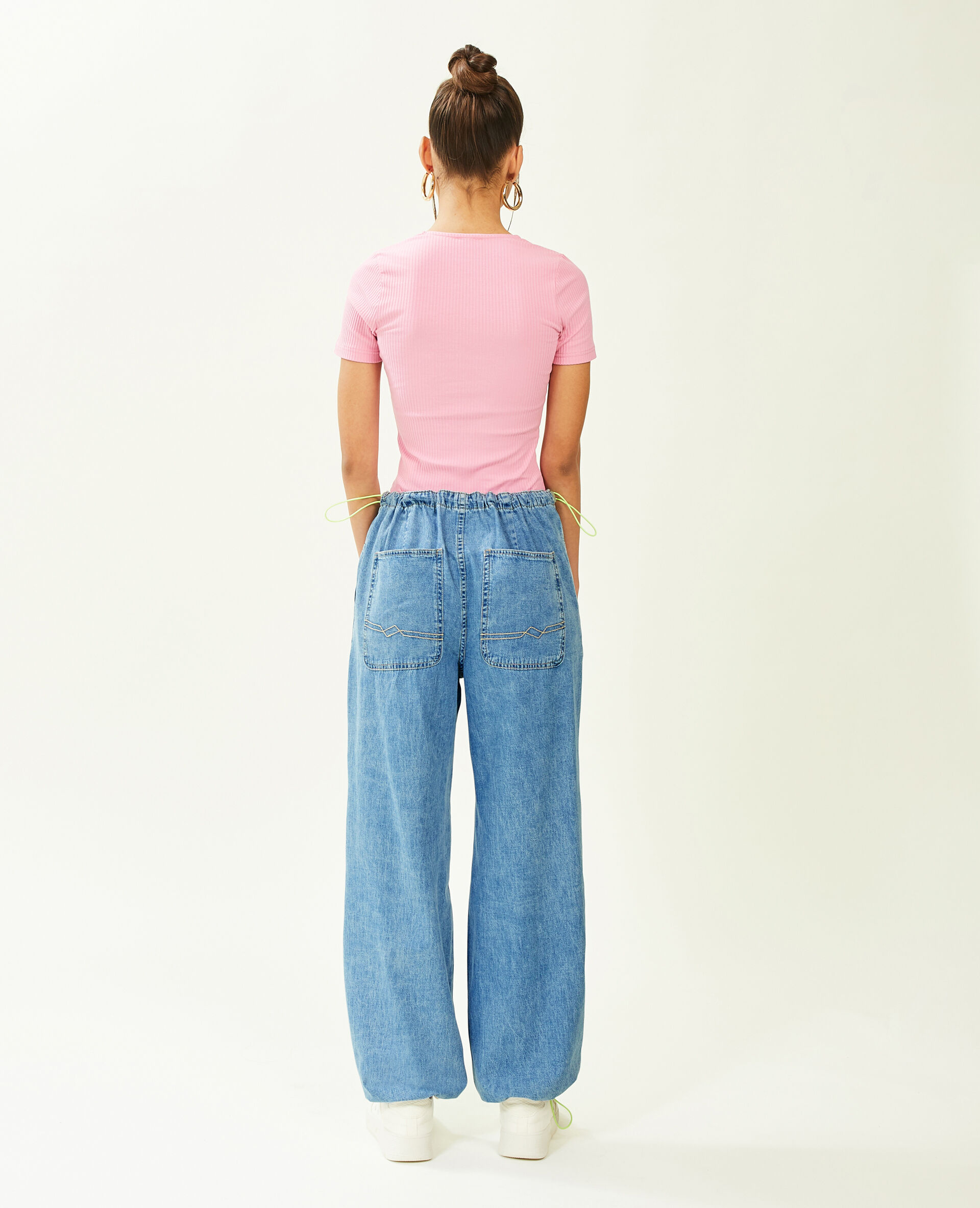 Pantalon denim parachute - Bleu