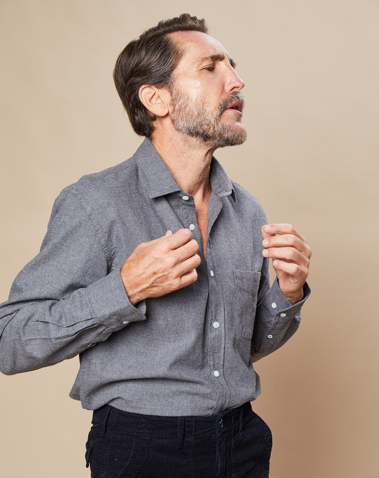 Hartford Chemise Slim en Flanelle de Coton Storm flanelle