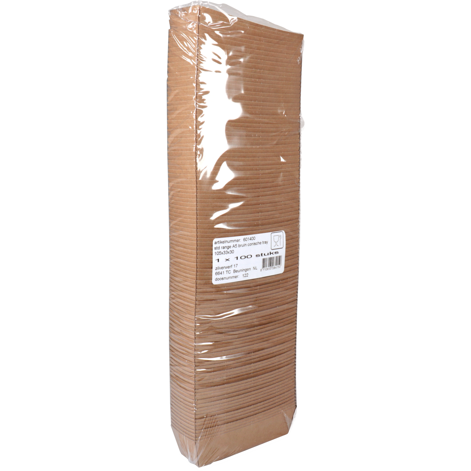 Bak, Karton, A5, snackbak, 105x33x30mm, bruin