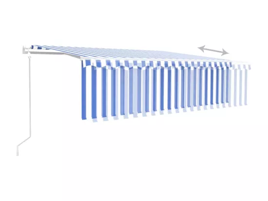 Auvent automatique store capteur de vent/LED 5x3m Bleu et blanc