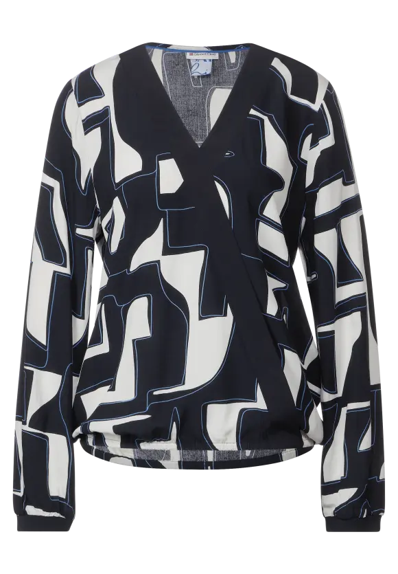 Print Wickel Bluse - deep blue