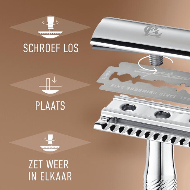 King C. Gillette Double Edge Safety Scheersysteem Met 5 Navulmesjes