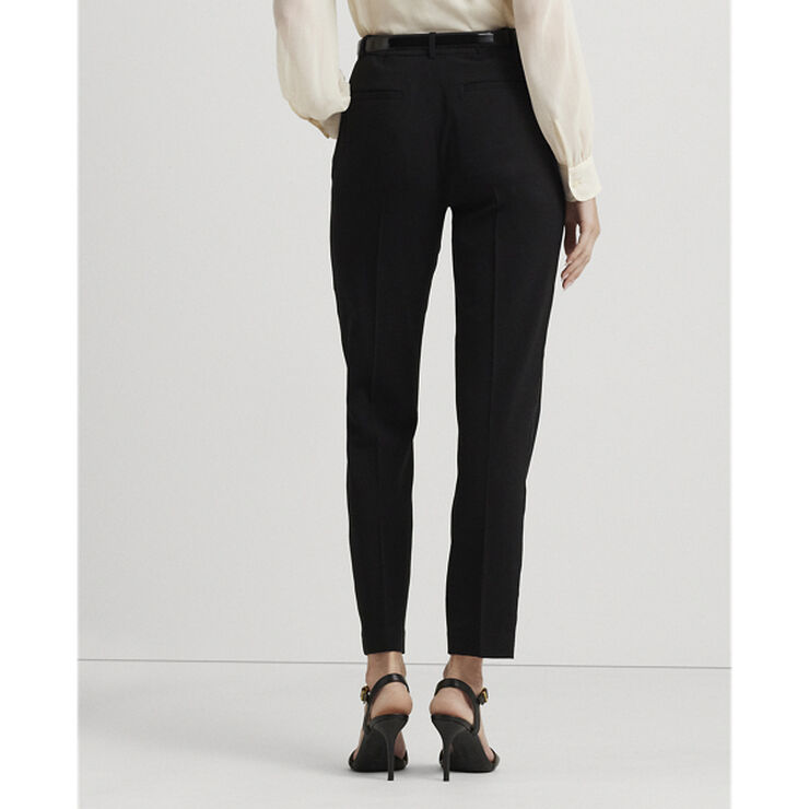 Lauren Ralph Lauren Satin-Stripe Wool Crepe Straight Pant Sort