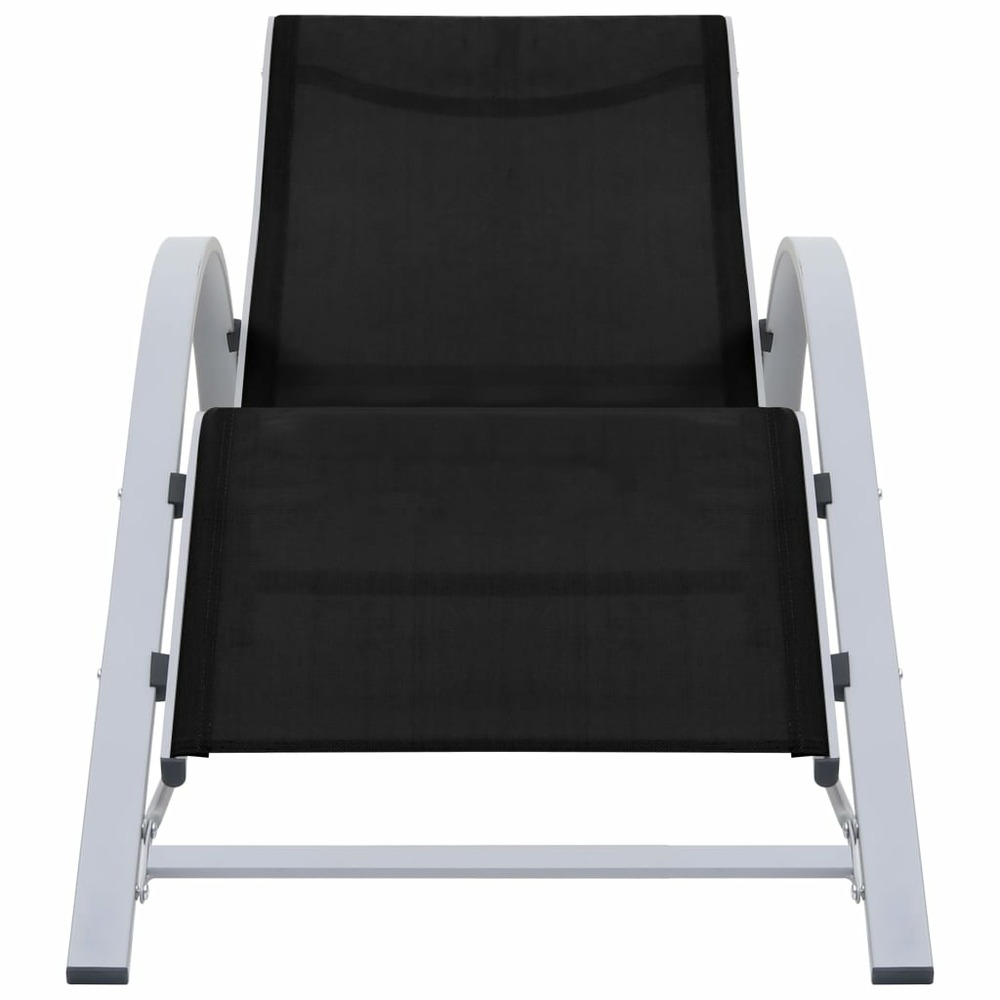 Transat chaise longue bain de soleil lit de jardin terrasse meuble d'extérieur textilène et aluminium noir